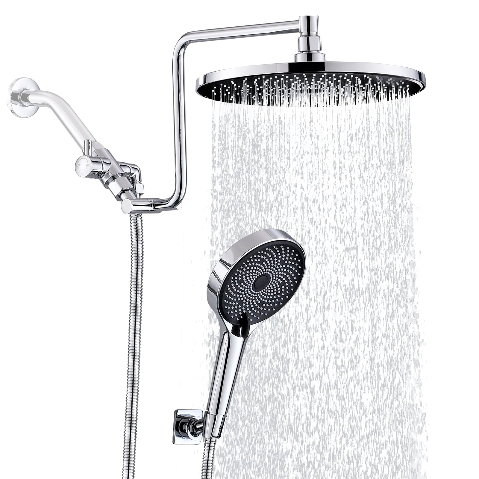 All Metal 10'' Rainfall Shower Head,Handheld Shower Wand Shower Head Combo, full metal shower
