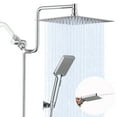 "10"" Stainless Steel Rainfall Shower Head & Handheld Combo with Adjustable Arm, High Pressure