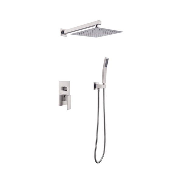 10" Rainfall Shower System  Luxury Wall-Mounted Complete Shower Combo with Handheld Spray High-Pressure Mixer Set (Brass Construction)