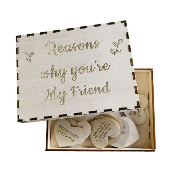 10 Reasons Friendship Gift Box with Wooden Hearts, Unique Best Friend Birthday Keepsake, Romantic Love Reasons Wood Box, Anniversary & Valentine's Day Gift for Couples
