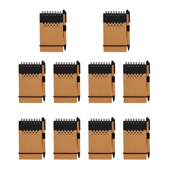 10 Recyclable Spiral Small Notebooks Pack - 60 Lined Pages - Black