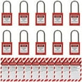 10 Red Lockout Tagout Locks with 10 Lock Tag Out Tags,Keyed Different