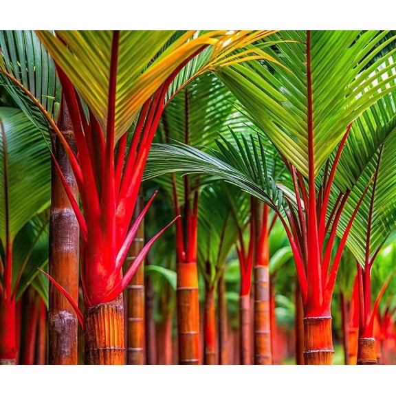 10 Red Sealing Wax Lipstick Palm Tree Seeds (Cyrtostachys Renda)