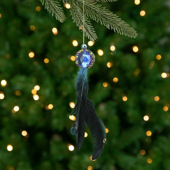 Northlight 10" Regal Peackock Jewel Hanging Tassel Christmas Ornament - Blue