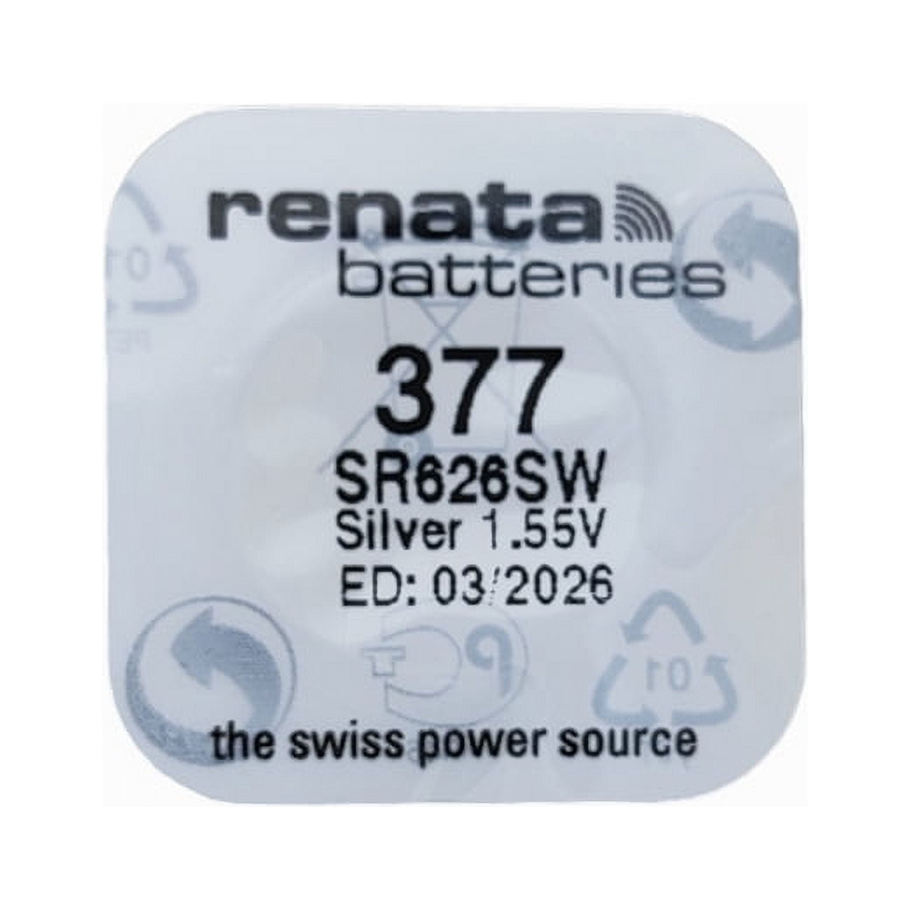 Renata #377 Silver Oxide Battery - 5 Pack
