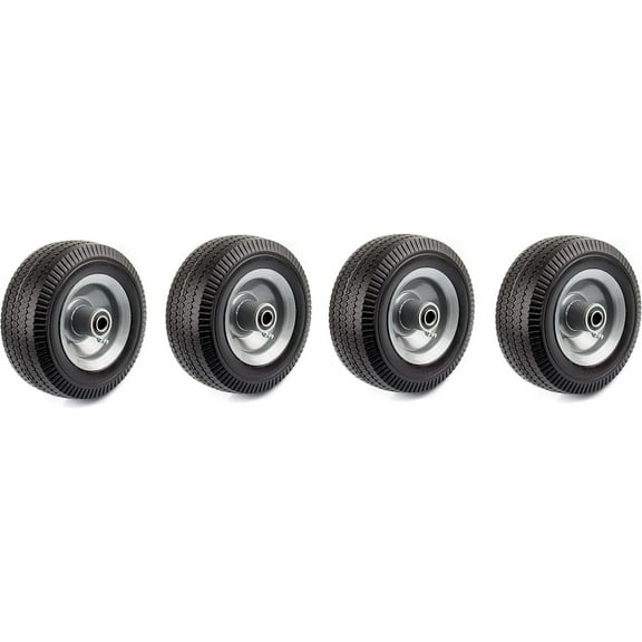 10" Replacement Tires for Garden Including Cart - 4 PACK (Flat Free - Industrial Grade)