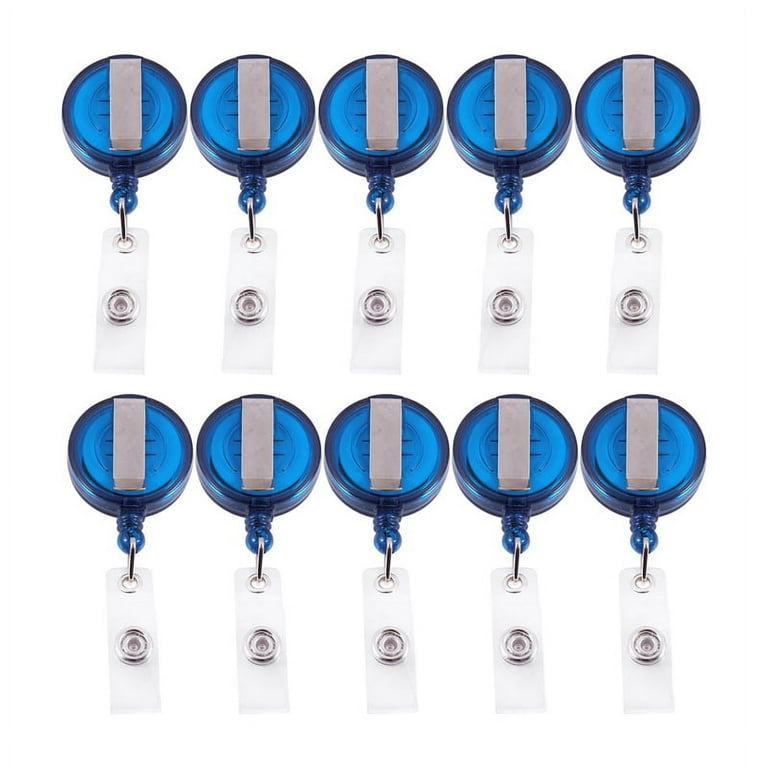 10 Retractable Reel ID Badge Lanyard Name Tag Key Card Holder Belt Color: Blue Amount:10 Pcs 