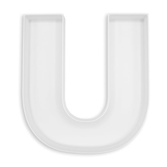 10" Reusable Plastic Box Form Tray Display for Treats, Charcuterie, Cake Pop, Candy, Charcuterie Box, Custom Charcuterie Letters Fillable - Reusable Letter Box - (White Plastic, U)