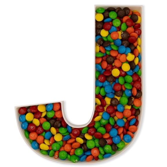 CO3DPRINT Letter J Charcuterie Tray, 10-Inch Reusable Fillable Plastic Serving Tray for Candy, Fruit, Desserts and Party Snacks, White