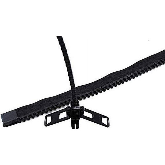 #10 Reversible Heavy Duty Molded Vislon Zipper with 2 Heads - Choose Your Length 150"-250" Inches - Color Black - 1 Zipper Per Pack - Made in The United States (218" Inches)