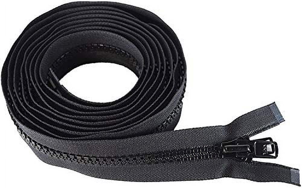 #10 Reversible Heavy Duty Molded Vislon Zipper with 2 Heads - Choose Your Length 150"–250" Inches - Color Black - 1 Zipper Per Pack - Made in The United States (234" Inches)