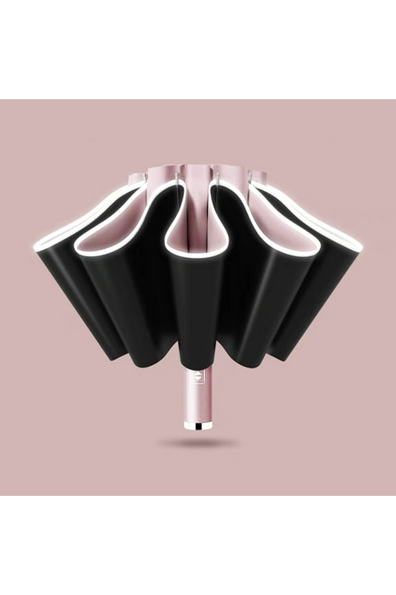 10 Ribs Fully Automatic UV Umbrella Reflective Stripe Large Reverse Umbrellas For Rain Sun Heat Insulation Parasol Pink