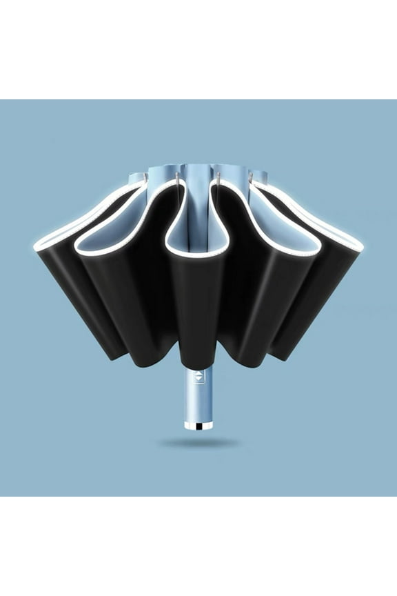 10 Ribs Fully Automatic UV Umbrella Reflective Stripe Large Reverse Umbrellas For Rain Sun Heat Insulation Parasol Sky Blue
