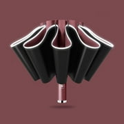 CINDY'S TAPE 10 Ribs Fully Automatic UV Umbrella Reflective Stripe Large Reverse Umbrellas For Rain Sun Heat Insulation Parasol Wine Red