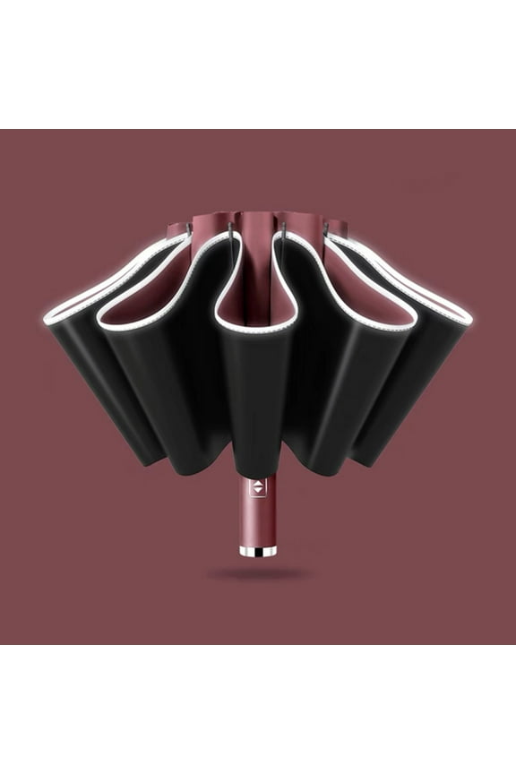 10 Ribs Fully Automatic UV Umbrella Reflective Stripe Large Reverse Umbrellas For Rain Sun Heat Insulation Parasol Wine Red