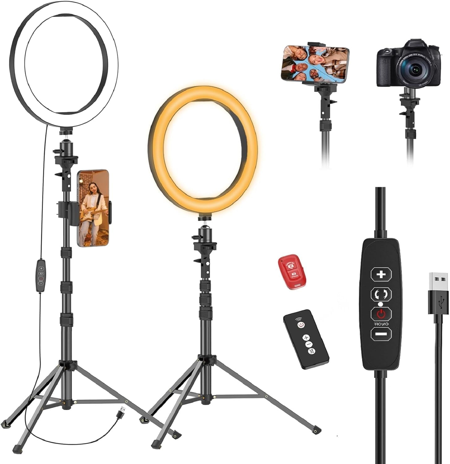 EMART 10" Ring Light with 55" Extendable Tripod Stands and Phone Holder, Dimmable LED Circle Round for Selfie Camera Photography/Makeup/YouTube Video/Vlogging/Live Streaming