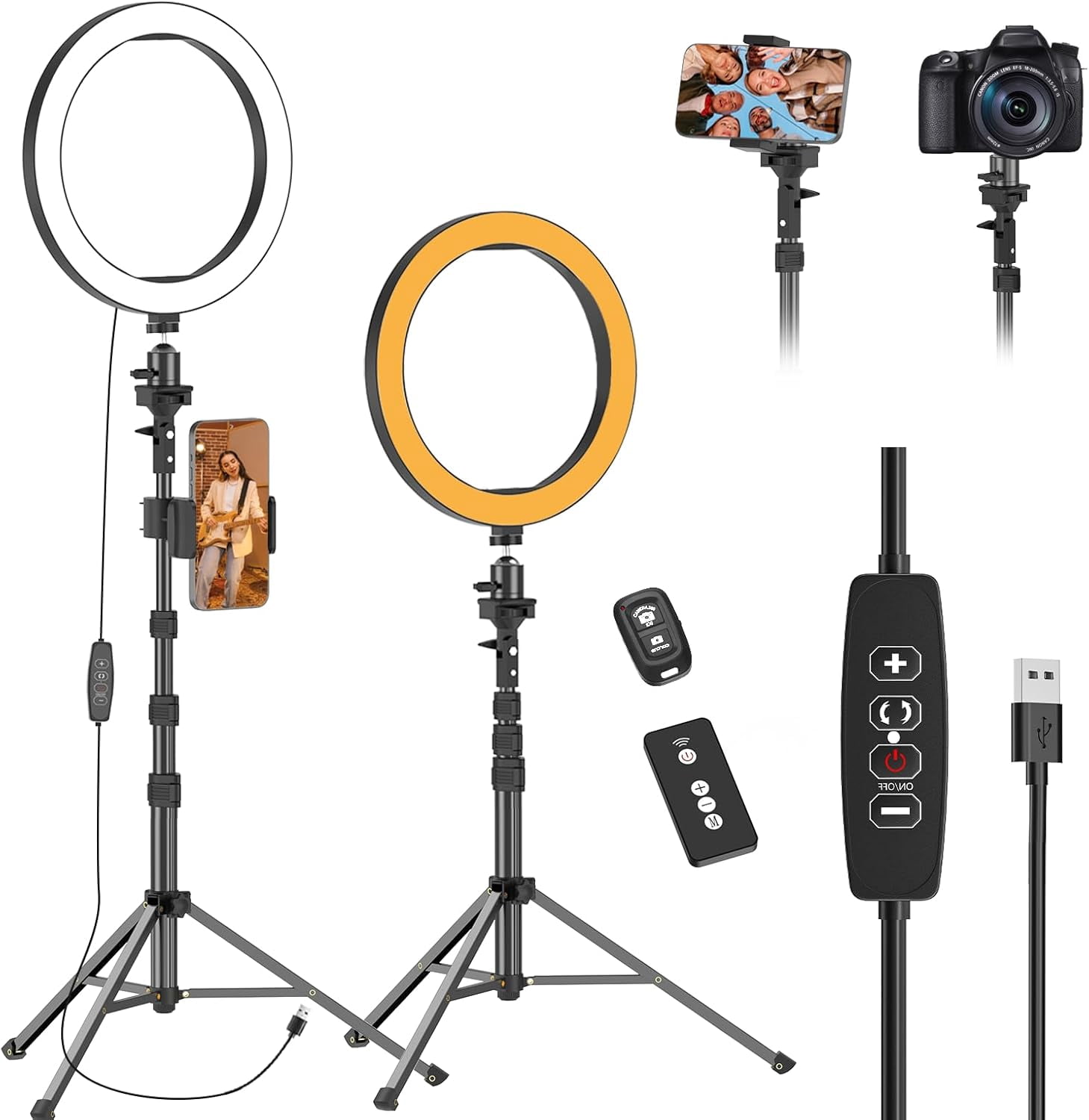 10" Ring Light with 55" Extendable Tripod Stands and Phone Holder, Dimmable LED Circle Round Light for Selfie Camera Photography/Makeup/YouTube Video/Vlogging/Live Streaming