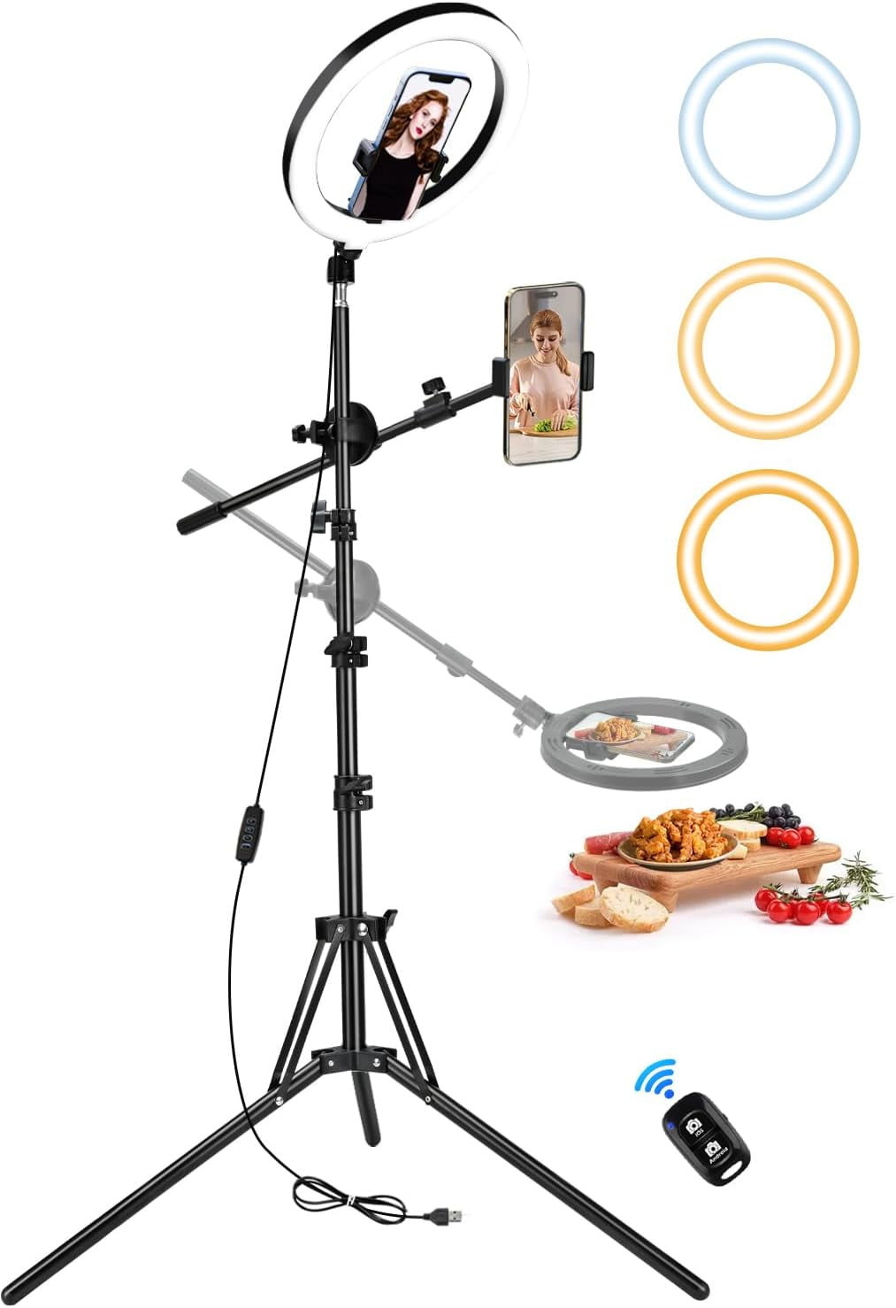 10'' Ring Light Tripod for iPhone, Selfie Ring Light with Stand