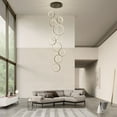thumbnail image 1 of 10 Rings Chandelier Crystal Pendant Light Fixtures  Modern LED Chandelier Black, 1 of 18