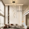 thumbnail image 1 of 10 Rings Dimmable Black Pendant Light Height Adjustable Modern Lamp with Remote Control, 1 of 17