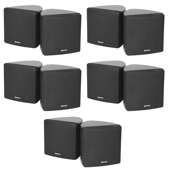 10) Rockville Cube 3.5" 30w RMS Black Home Theater Wall Speakers+Swivel Brackets