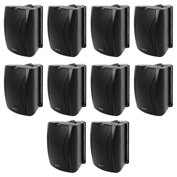 10 Rockville WET-6B 70V 6.5" IP55 Black Commercial Indoor/Outdoor Wall Speakers