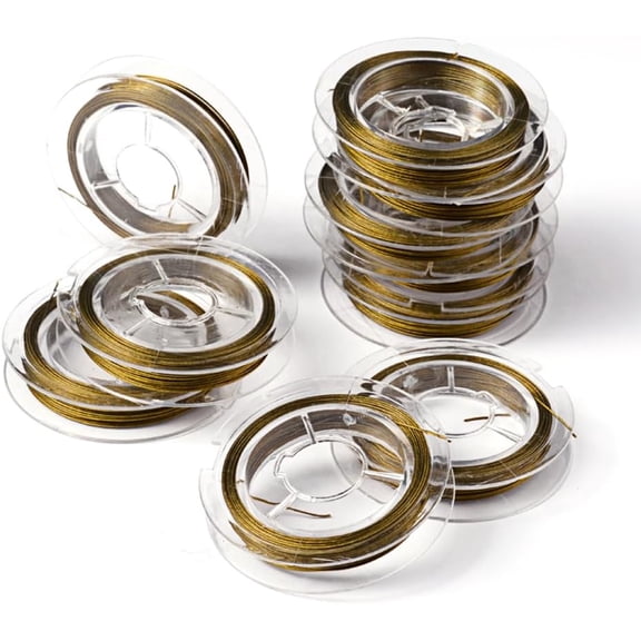 10 Roll 10 Rolls Tiger Tail Wire Nylon Coated 304 Stainless Steel Wire Bead String Wire 25 Gauge 0.45mm Soft Craft Wire for Necklace Bracelet Beading Jewelry Making(Dark Goldenrod)