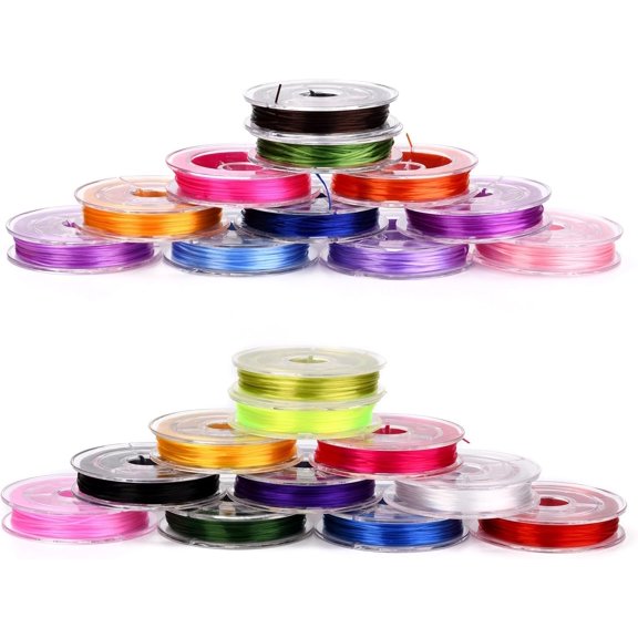 10 Roll 109.3 Yards(100m) 0.38mm Flat Elastic Stretch Thread Bead Thread Flat Japanese Elastic Stretch Thread Stringing Materials for DIY Bracelets Necklace Jewelry Making and Crafts