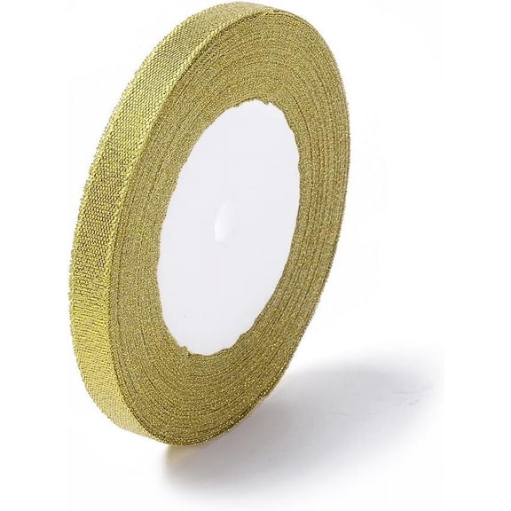 10 Roll (250yards) Glitter Metallic Ribbon Sparkle Ribbon DIY Material for Organza Double Sided Golden Size: about 3/8 inch(10mm) wide 25yards/roll(22.86m/roll)