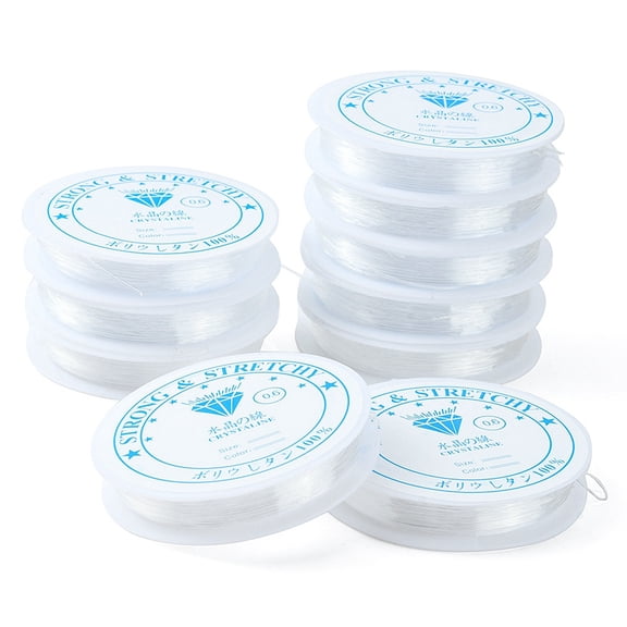 10 Roll Clear Elastic Thread Stretchy String Bead Cord for Beaded Jewelry Making Round Clear 0.6mm 11.48 Yards(10.5m)/roll diy
