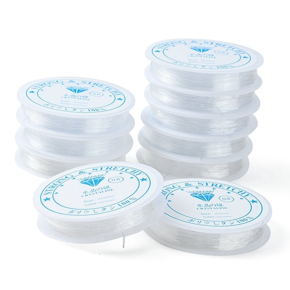 10 Roll Clear Elastic Thread Stretchy String Bead Cord for Beaded Jewelry Making Round Clear 0.8mm 8.2 yards(7.5m)/roll DIY