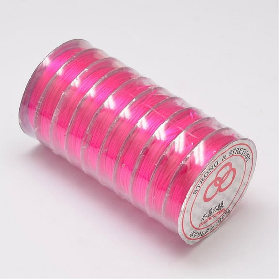 10 Roll Flat Elastic String Elastic Beading Thread for Stretch Bracelet Making Deep Pink 0.8mm about 10.93 yards(10m)/roll