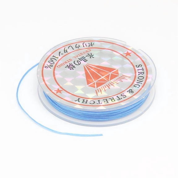 10 Roll Flat Elastic String String Cord Threads Sky Blue 0.8mm about 10.93 yards(10m)/roll