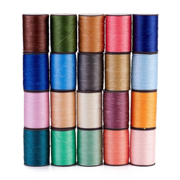 10 Roll Flat Waxed Polyester Thread String Micro Macrame Cord for Leather Sewing Stitching 0.8~0.9x0.3mm about 109.36 Yards(100m)/Roll