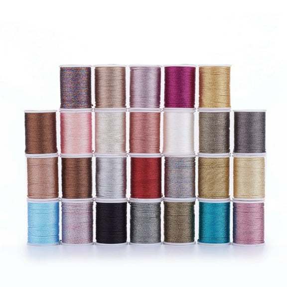 10 Roll Polyester Metallic Thread Mixed Color 1mm 7.65 yards(7m)/roll