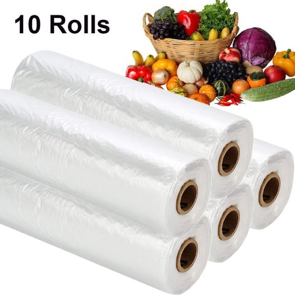 10 Rolls 12" x 16" Clear Plastic Produce Bag on a Roll Grocery Food Storage Bags