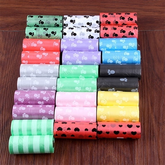 10 Rolls 150pcs Dog Poop Bag Pet Supply Litter Bag Printing Cat Dog Poop biodegradable Bag Outdoor Home Clean Refill Garbage Bag