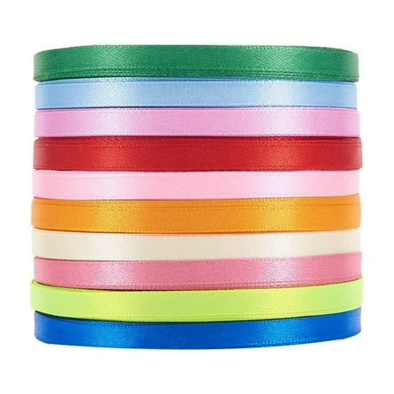 10 Rolls 250 Yards Satin Ribbons 1/4inch DIY Craft Fabric Ribbon Mixed Colors for Making Bows Wedding Party Christmas Decorations Gifts Wrapping Packaging Each Roll About 25 Yards