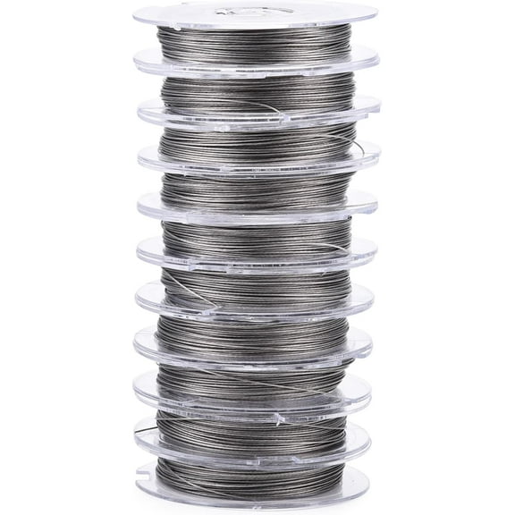 10 Rolls 32 Feet Jewelry Wire 0.38mm Silver Stainless Steel Craft Beading Wrapping DIY Making Stainless Steel