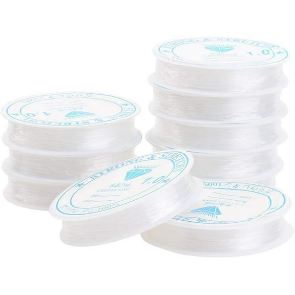 10 Rolls 49 Yards Clear Elastic Thread 1mm Stretch String Cord Crafting DIY Thread for Bracelets Gemstone Jewelry Making Beading Craft Sewing Clear