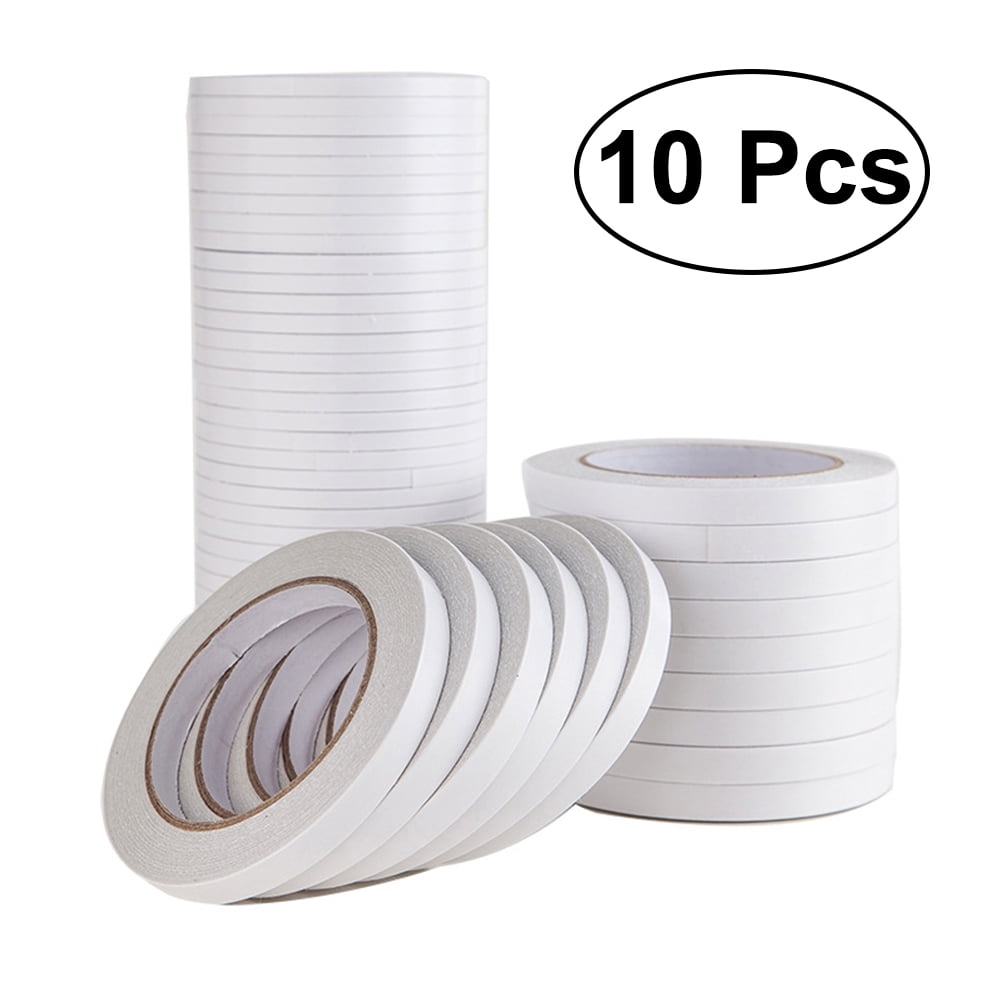 10 Rolls Adhesive Double Sided Tape Thin Two Sided Sticky Tape Crafts Double Sided Tape with Paper Backing for Crafts Scrapbooking Gift Wrapping Office Supplies ( 0.5cm* 8m )
