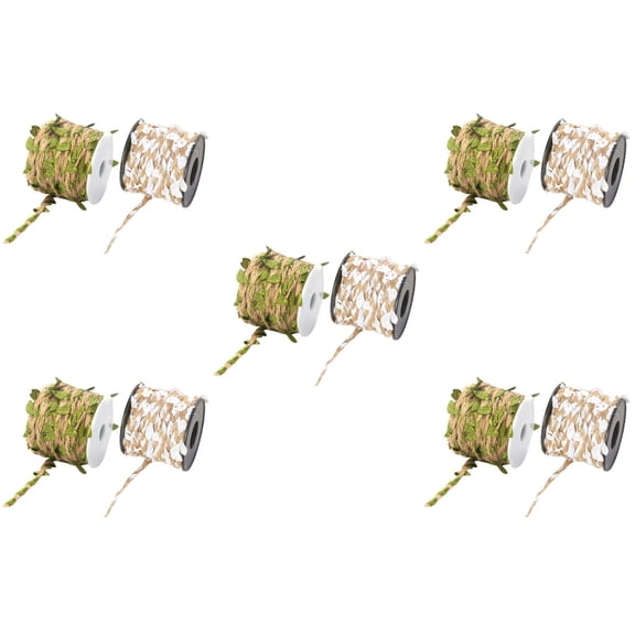 10 Rolls Artificial Leaves Rope Simulation Rattan Manual DIY Leaf Jute Polyester
