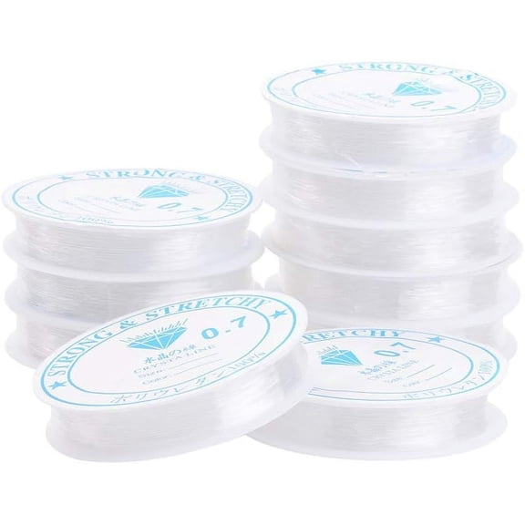 10 Rolls Clear Crystal Elastic Thread 0.7mm Stretch String Cord Crafting DIY Thread