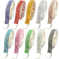 10 Rolls Crystal Rhinestone Diamond Ribbon Crystal Self Adhesive Ribbon Diamond Bling Ribbon Roll Rhinestone Ribbon DIY Decoration Sticker for DIY Shoes Clothing Decoration