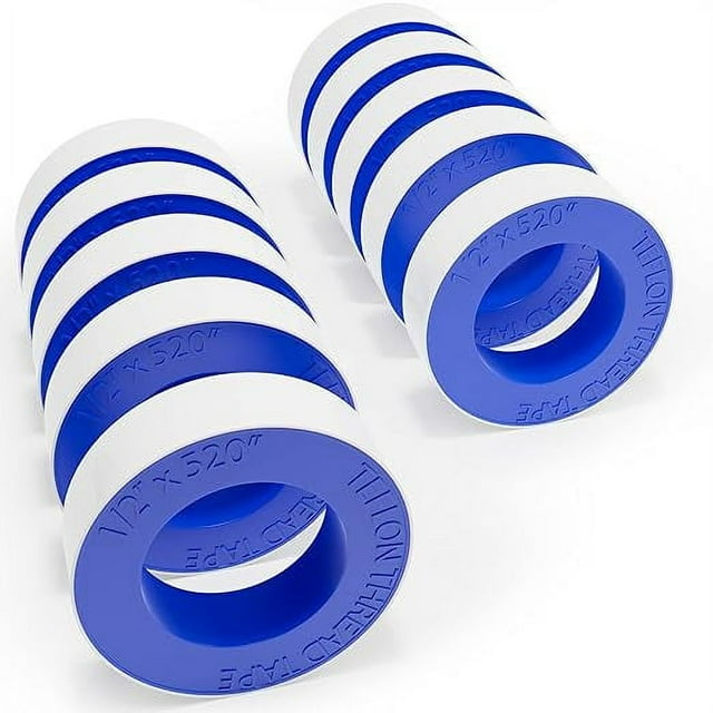10 Rolls Extra Long Teflon Tape 1/2 Inch(W) X 520 Inches(L) Plumbers PTFE Tape Thread Seal