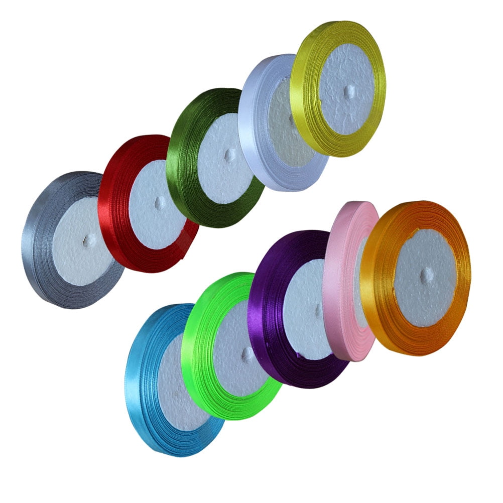 10 Rolls Fancy Polyester Ribbon Grosgrain Silk Ribbon Craft Ribbons for