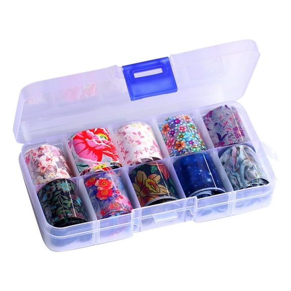 10 Rolls Holographic Nail Art Transfer Foil Sticker Flower Paper Wraps