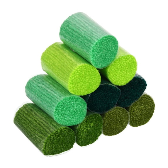 10 Rolls Latch Hook Yarn, Latch Hook Kit Yarn Precut Hook Rugs Yarn Crochet Colorful, Green Tone