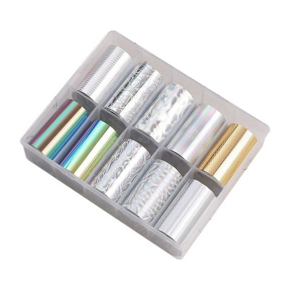 10 Rolls Nail Foils Polish Stickers Metal Color Starry Paper Transfer Foil Wraps Adhesive Decals Nail Art Decorations