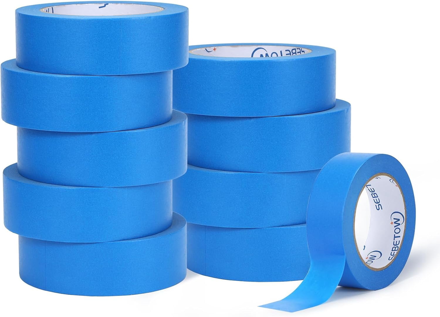 10 Rolls Painters Tape 1.41 inch Bulk Painter Tape Blue Wide Roll, Blue Masking Tape, 1.41 Inches x 55 Yards for General Purpose Wall Painting, Home Improvement